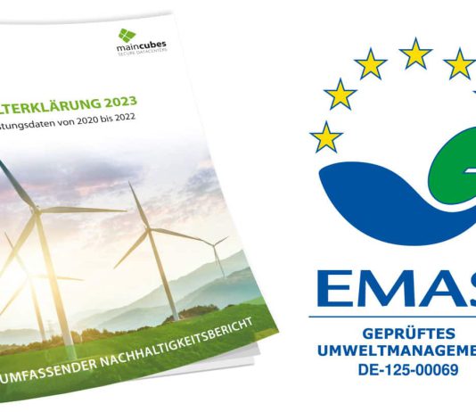 maincubes gestaltet Zukunft nachhaltig: Vorreiterrolle durch EMAS-Registrierung in der Datacenter Branche EMAS maincubes 2023 Umwelterklärung